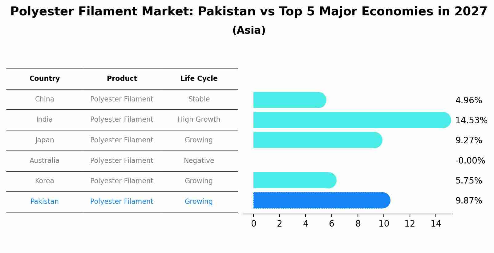 Polyester Filament Market: Pakistan vs Top 5 Major Economies in 2027 (Asia)