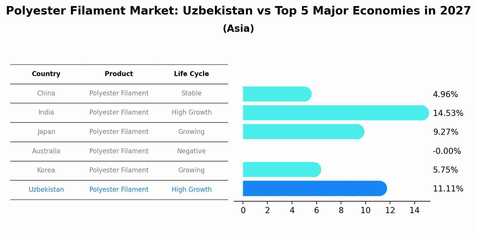 Polyester Filament Market: Uzbekistan vs Top 5 Major Economies in 2027 (Asia)