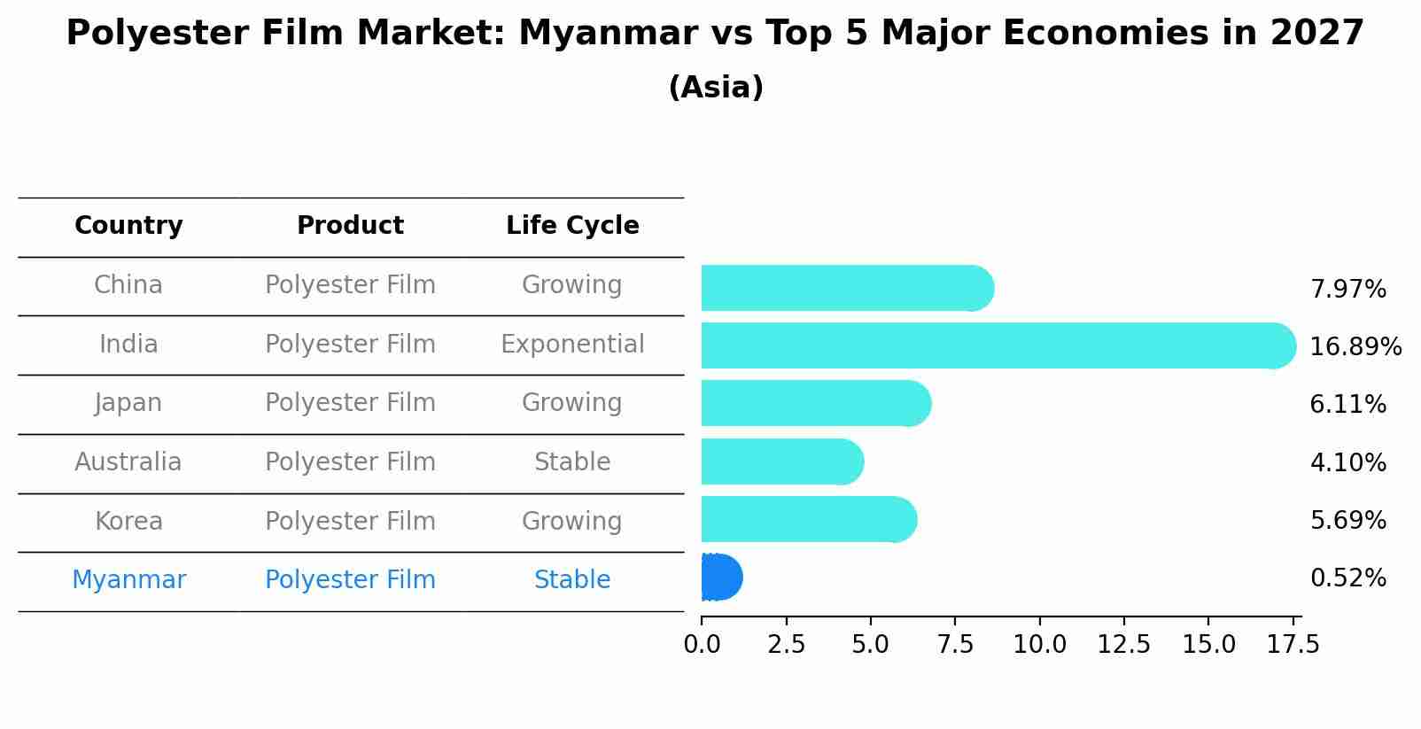 Polyester Film Market: Myanmar vs Top 5 Major Economies in 2027 (Asia)