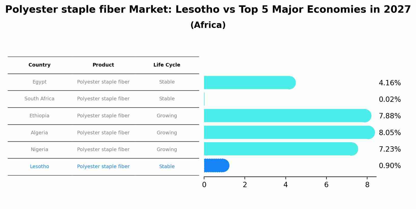 Polyester staple fiber Market: Lesotho vs Top 5 Major Economies in 2027 (Africa)