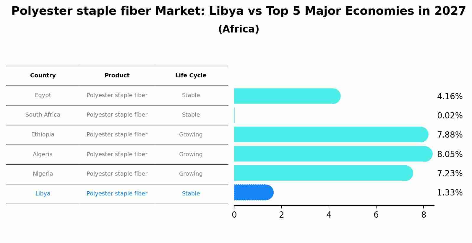Polyester staple fiber Market: Libya vs Top 5 Major Economies in 2027 (Africa)