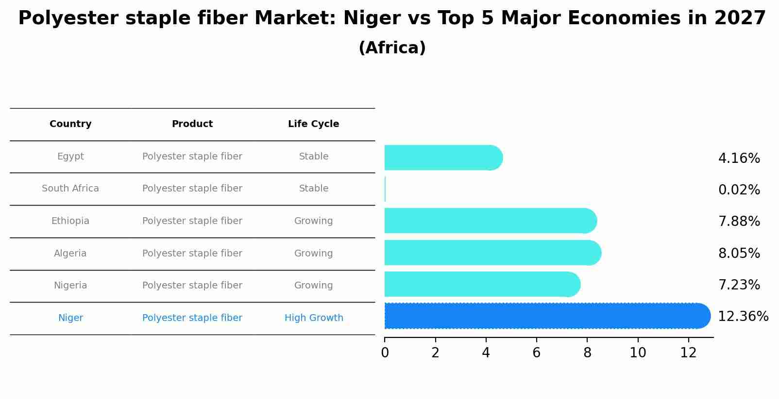 Polyester staple fiber Market: Niger vs Top 5 Major Economies in 2027 (Africa)