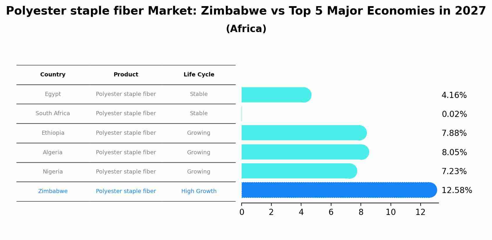 Polyester staple fiber Market: Zimbabwe vs Top 5 Major Economies in 2027 (Africa)