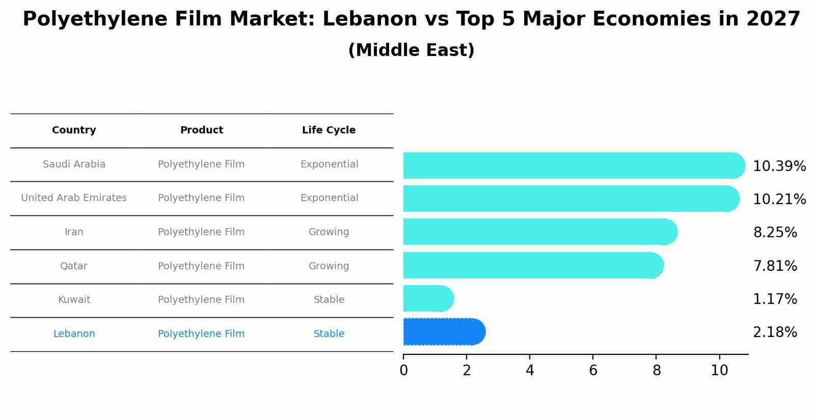 Polyethylene Film Market: Lebanon vs Top 5 Major Economies in 2027 (Middle East)