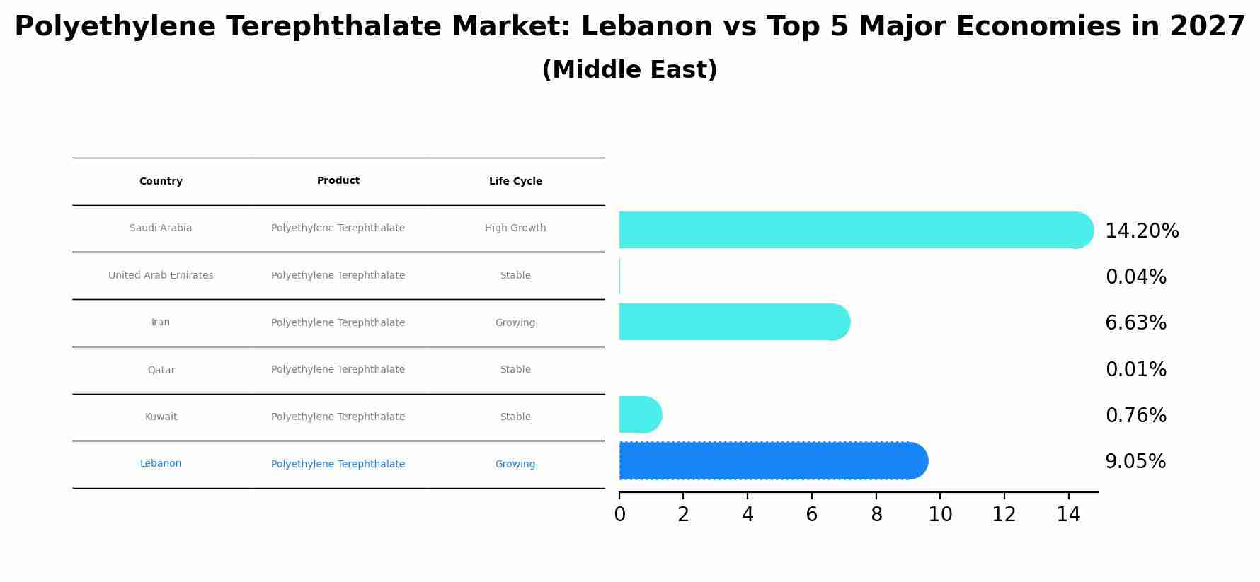 Polyethylene Terephthalate Market: Lebanon vs Top 5 Major Economies in 2027 (Middle East)