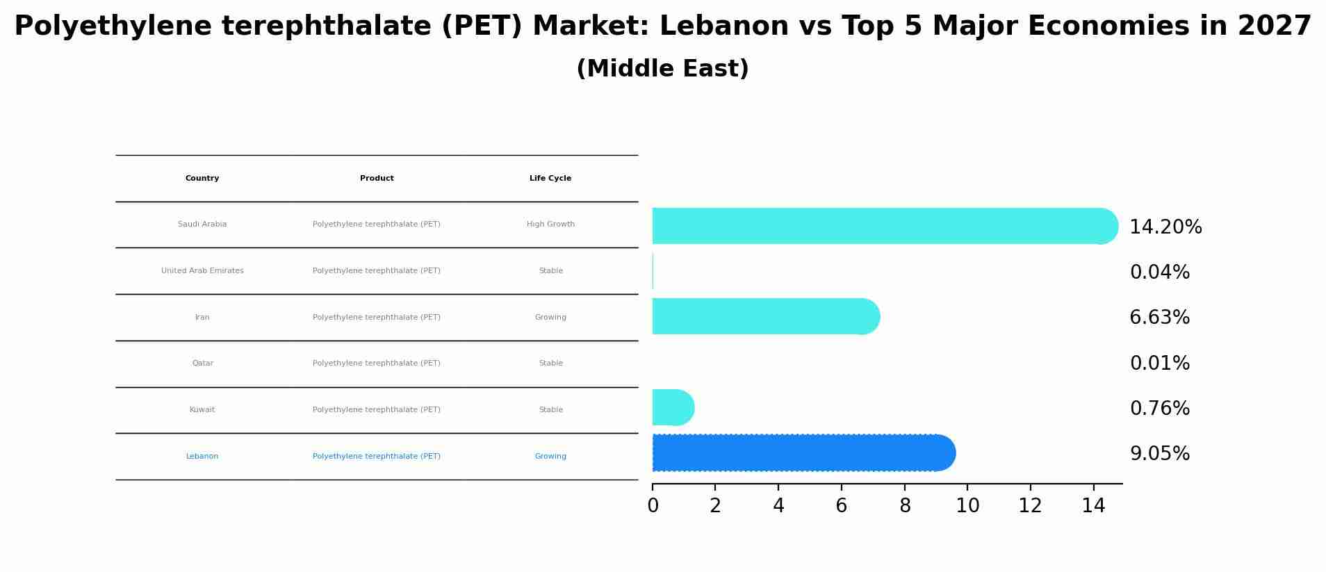 Polyethylene terephthalate (PET) Market: Lebanon vs Top 5 Major Economies in 2027 (Middle East)