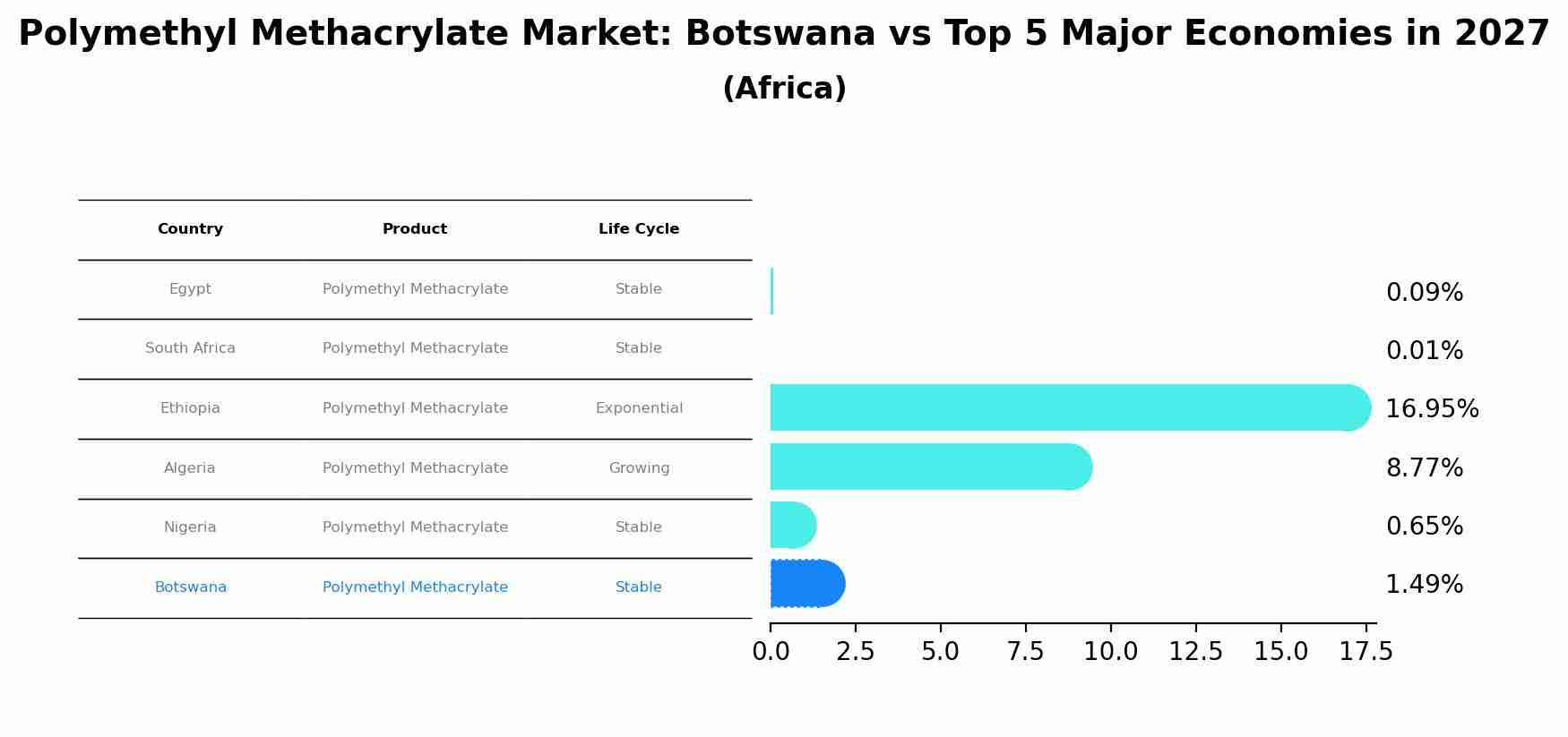 Polymethyl Methacrylate Market: Botswana vs Top 5 Major Economies in 2027 (Africa)