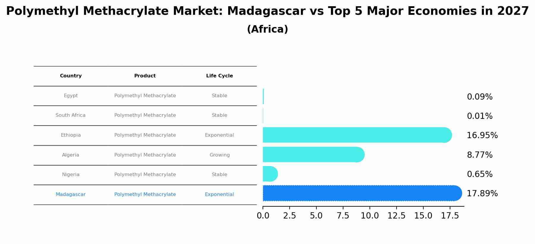 Polymethyl Methacrylate Market: Madagascar vs Top 5 Major Economies in 2027 (Africa)