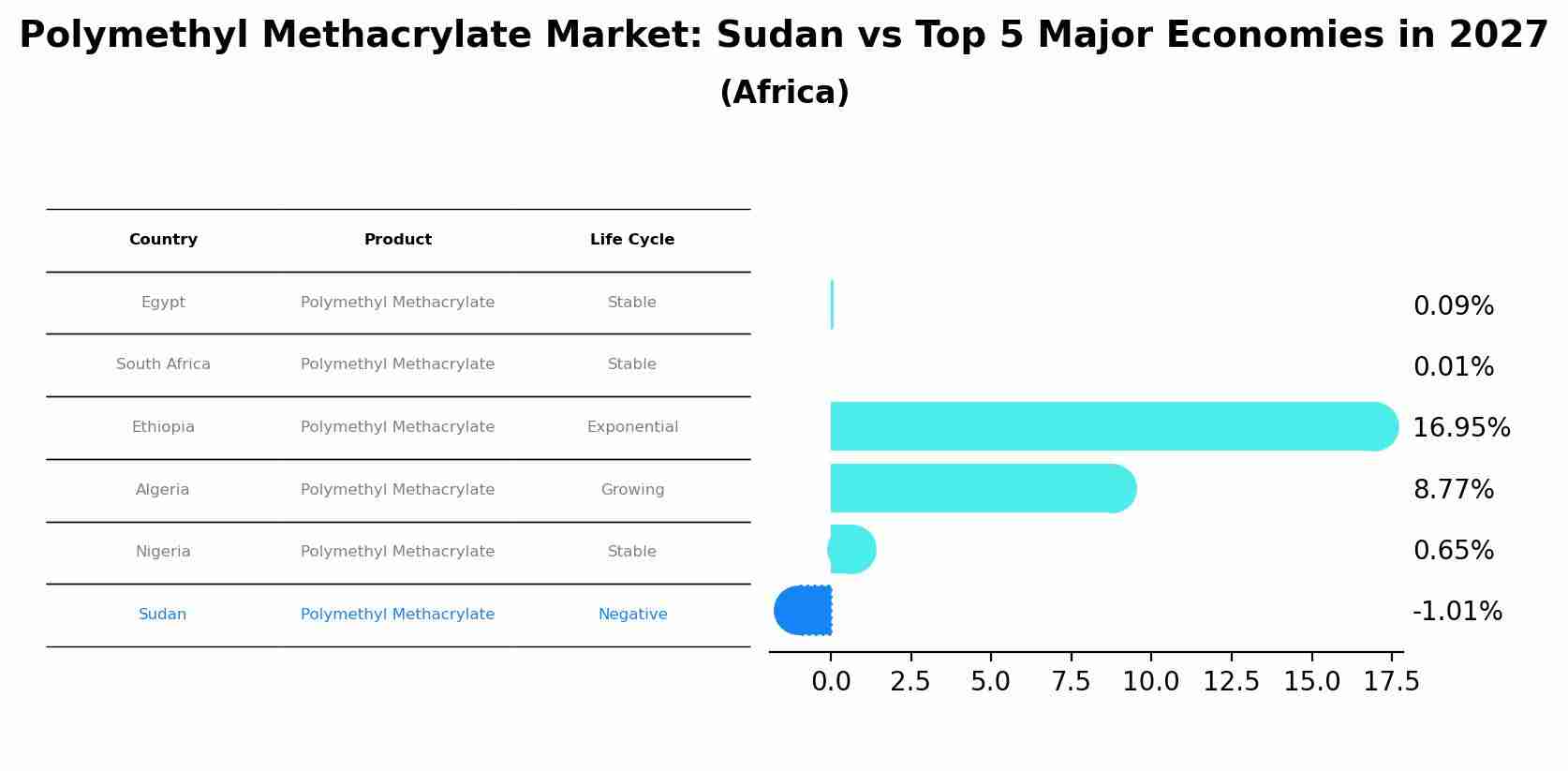 Polymethyl Methacrylate Market: Sudan vs Top 5 Major Economies in 2027 (Africa)
