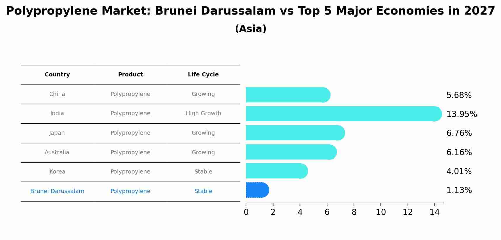 Polypropylene Market: Brunei Darussalam vs Top 5 Major Economies in 2027 (Asia)