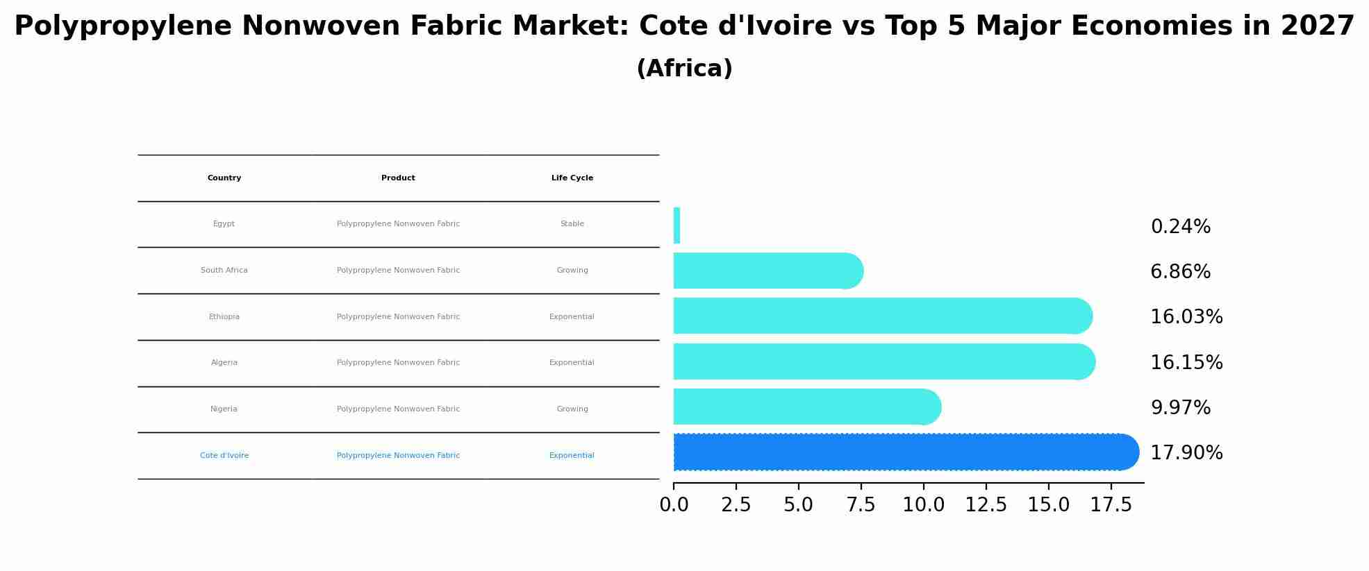 Polypropylene Nonwoven Fabric Market: Cote d'Ivoire vs Top 5 Major Economies in 2027 (Africa)