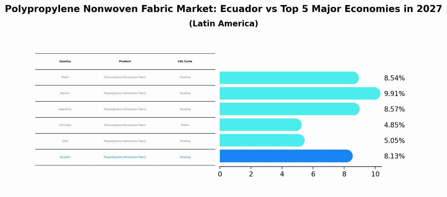 Polypropylene Nonwoven Fabric Market: Ecuador vs Top 5 Major Economies in 2027 (Latin America)