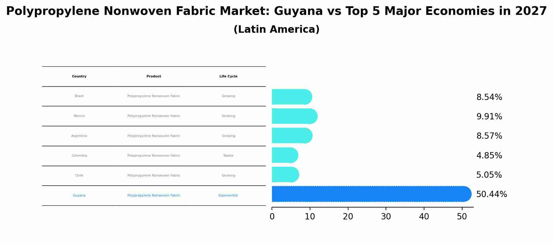 Polypropylene Nonwoven Fabric Market: Guyana vs Top 5 Major Economies in 2027 (Latin America)