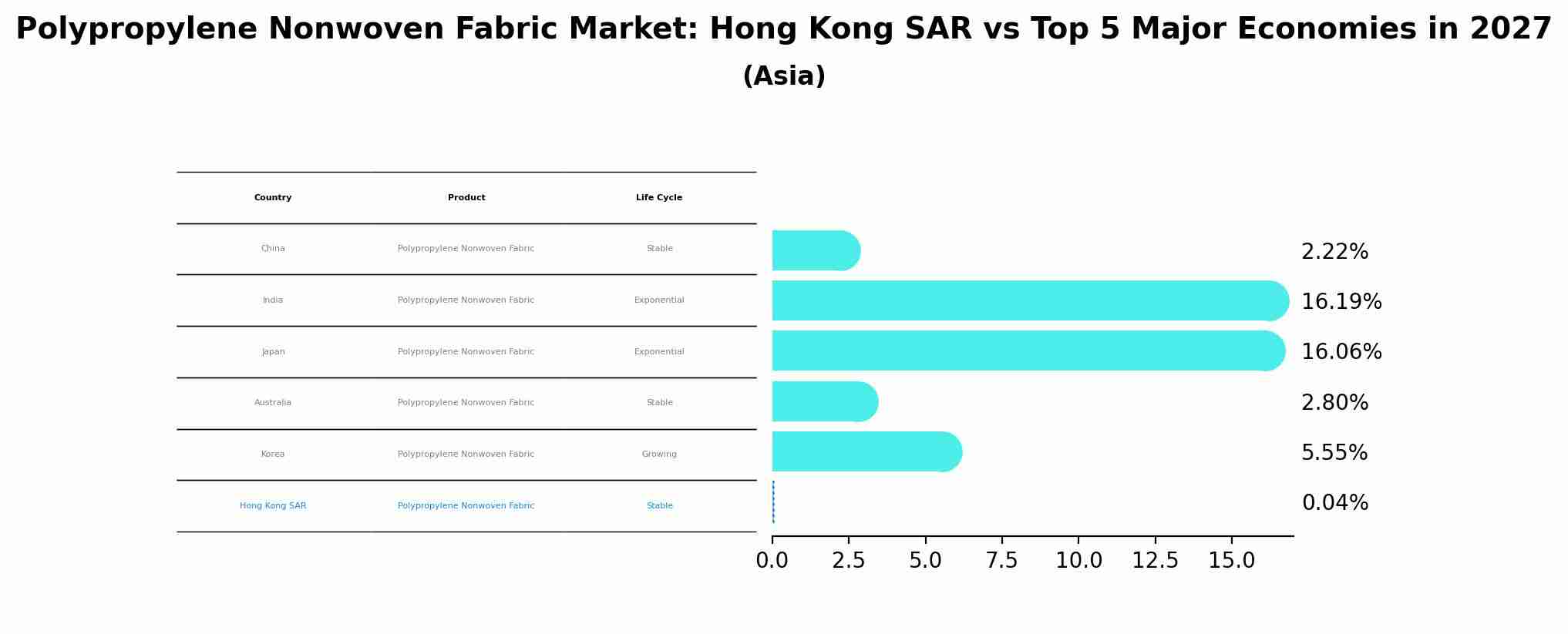 Polypropylene Nonwoven Fabric Market: Hong Kong SAR vs Top 5 Major Economies in 2027 (Asia)