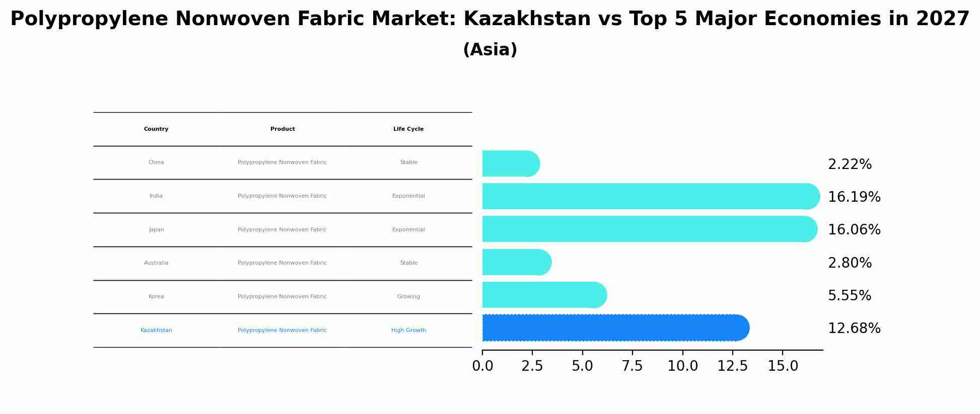 Polypropylene Nonwoven Fabric Market: Kazakhstan vs Top 5 Major Economies in 2027 (Asia)