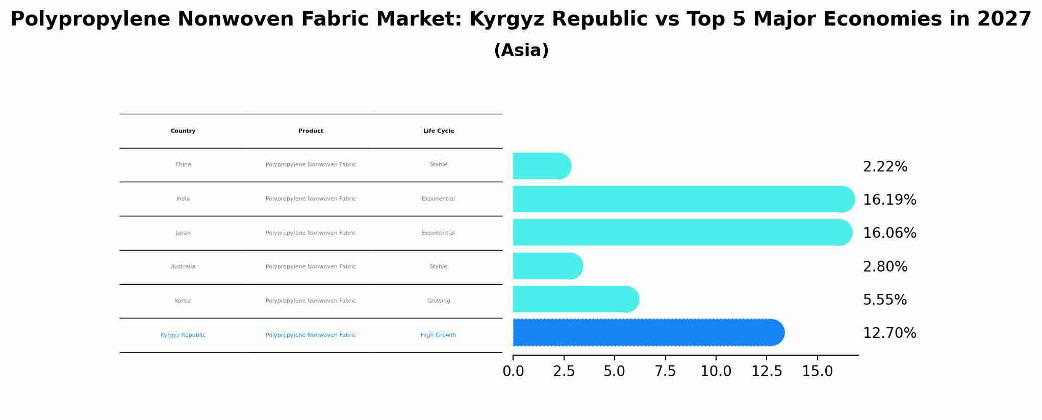 Polypropylene Nonwoven Fabric Market: Kyrgyz Republic vs Top 5 Major Economies in 2027 (Asia)