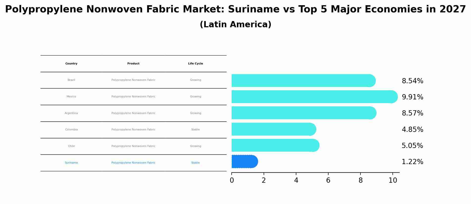Polypropylene Nonwoven Fabric Market: Suriname vs Top 5 Major Economies in 2027 (Latin America)