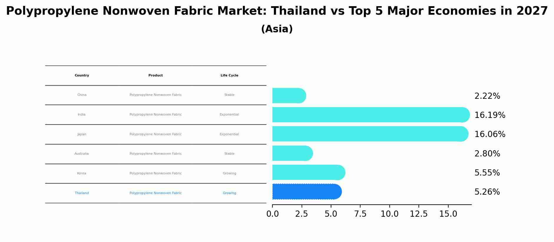Polypropylene Nonwoven Fabric Market: Thailand vs Top 5 Major Economies in 2027 (Asia)
