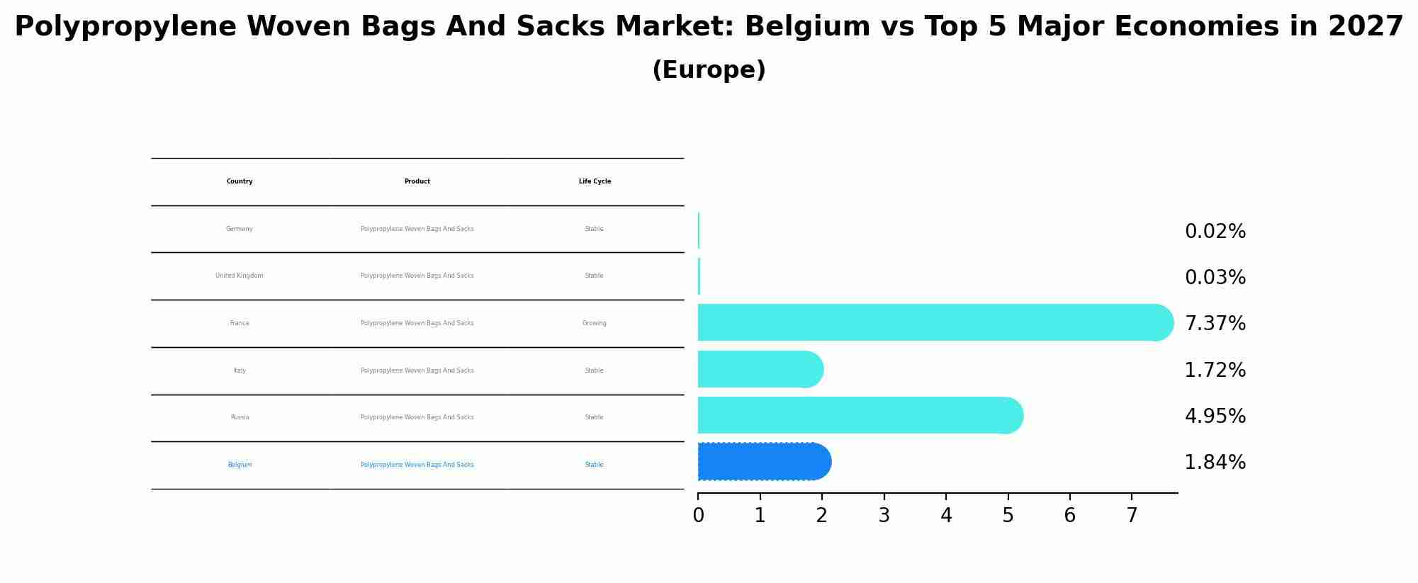 Polypropylene Woven Bags And Sacks Market: Belgium vs Top 5 Major Economies in 2027 (Europe)