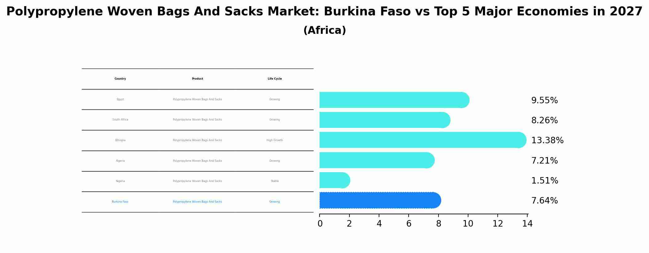 Polypropylene Woven Bags And Sacks Market: Burkina Faso vs Top 5 Major Economies in 2027 (Africa)