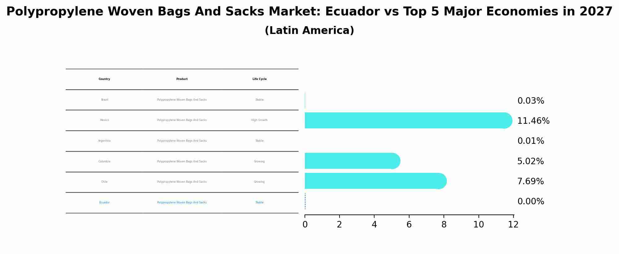 Polypropylene Woven Bags And Sacks Market: Ecuador vs Top 5 Major Economies in 2027 (Latin America)
