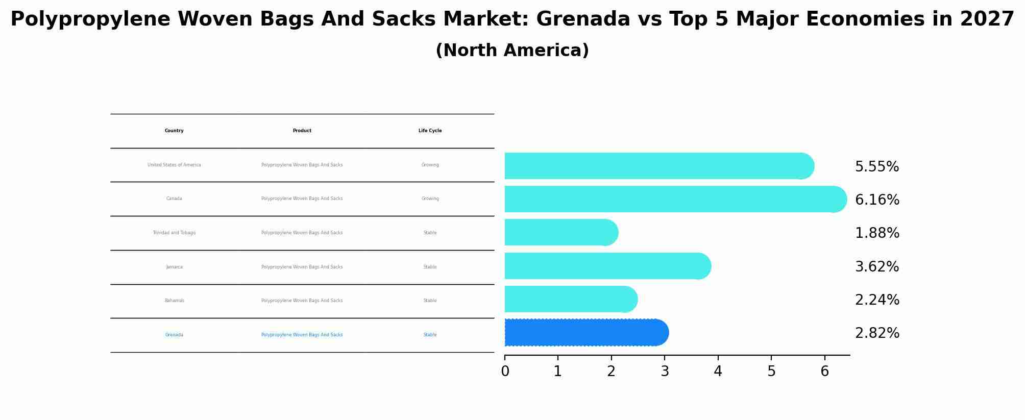 Polypropylene Woven Bags And Sacks Market: Grenada vs Top 5 Major Economies in 2027 (North America)