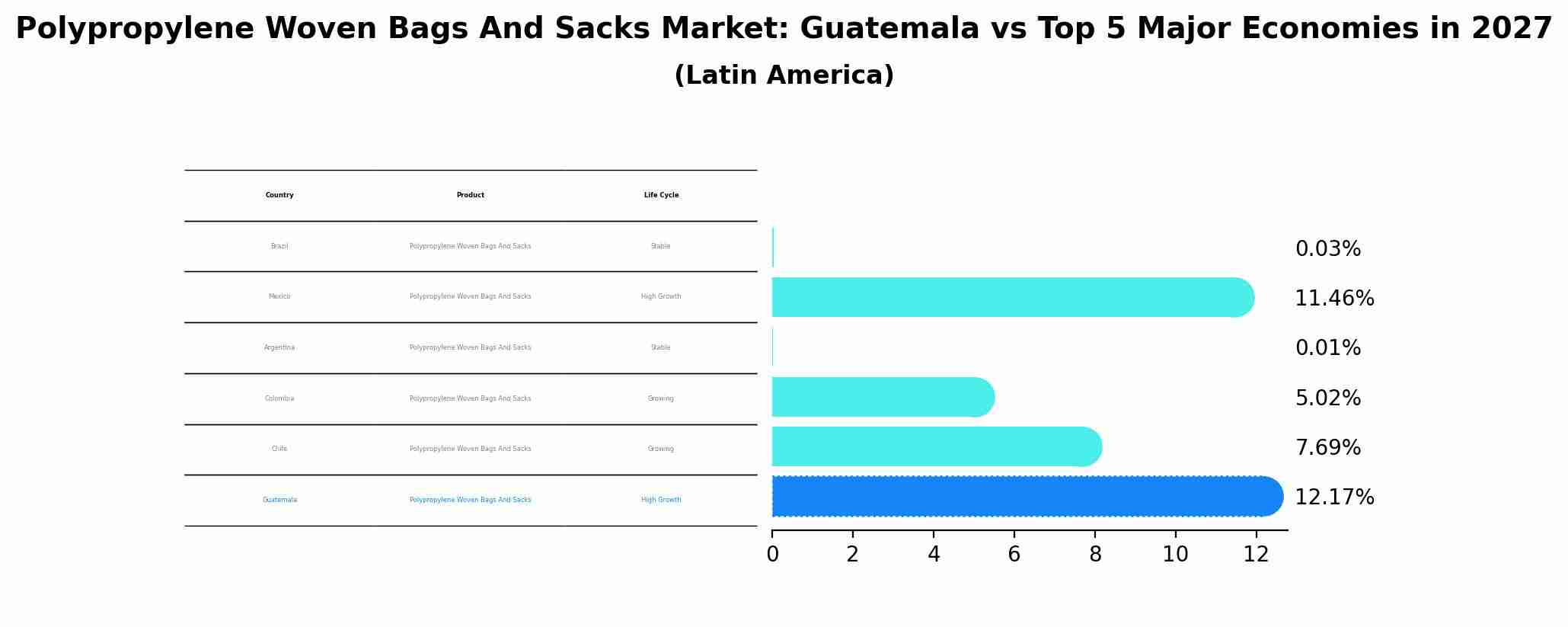 Polypropylene Woven Bags And Sacks Market: Guatemala vs Top 5 Major Economies in 2027 (Latin America)