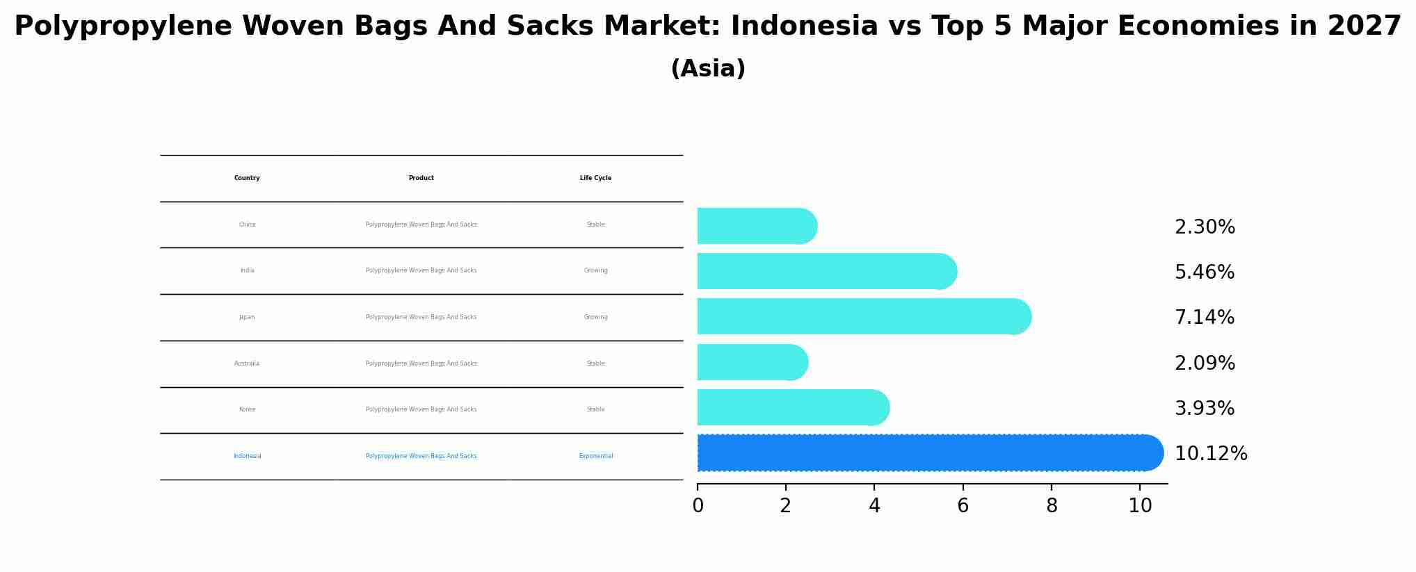 Polypropylene Woven Bags And Sacks Market: Indonesia vs Top 5 Major Economies in 2027 (Asia)