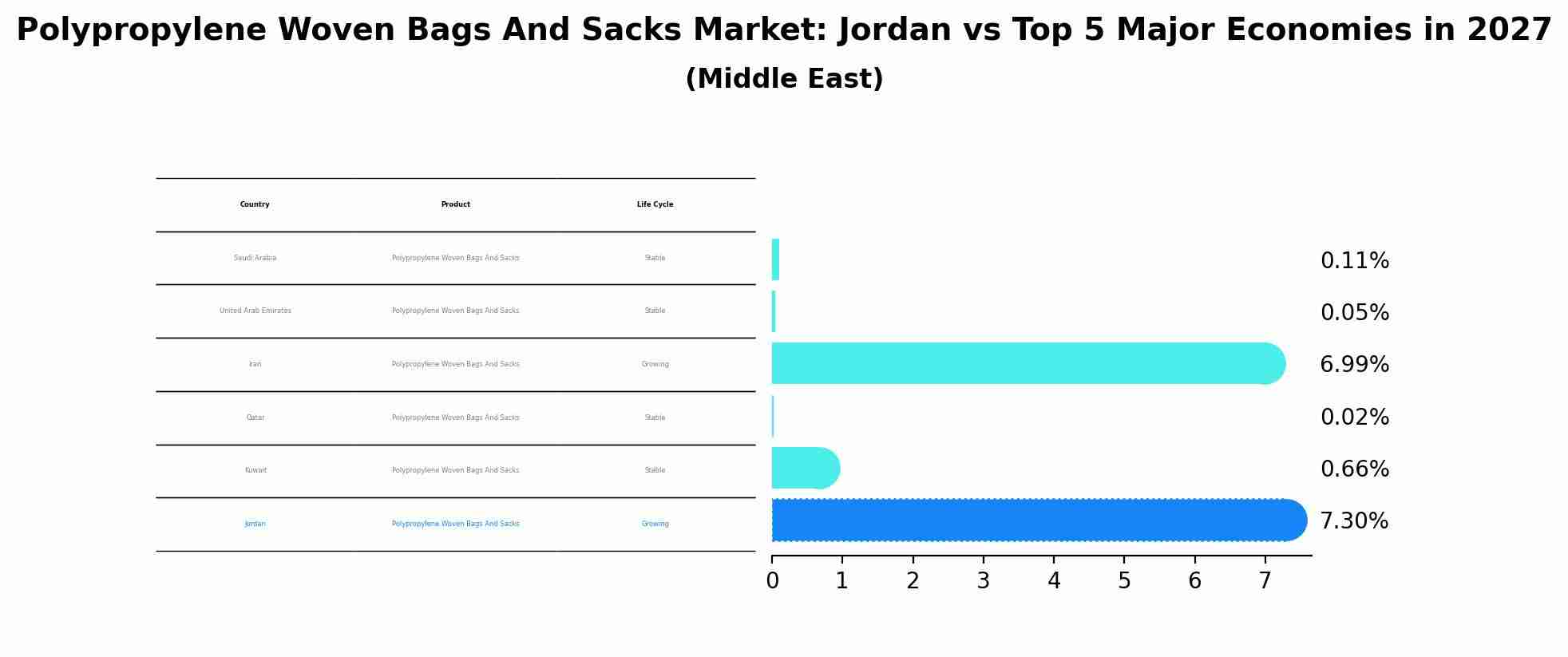 Polypropylene Woven Bags And Sacks Market: Jordan vs Top 5 Major Economies in 2027 (Middle East)
