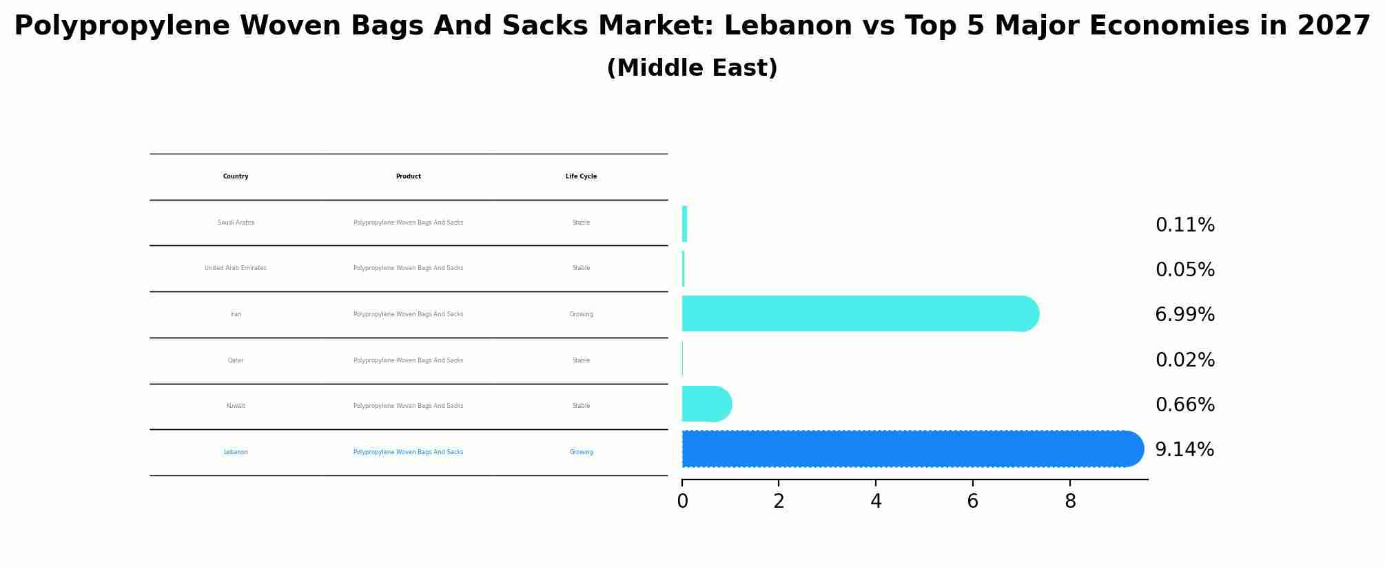 Polypropylene Woven Bags And Sacks Market: Lebanon vs Top 5 Major Economies in 2027 (Middle East)