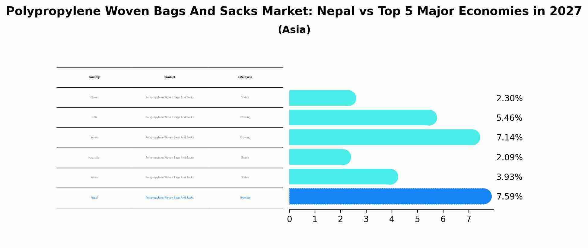 Polypropylene Woven Bags And Sacks Market: Nepal vs Top 5 Major Economies in 2027 (Asia)