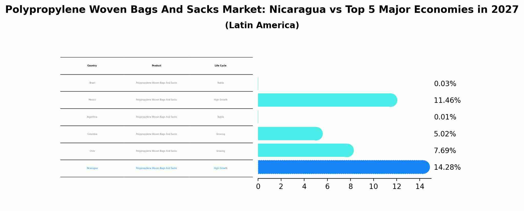 Polypropylene Woven Bags And Sacks Market: Nicaragua vs Top 5 Major Economies in 2027 (Latin America)