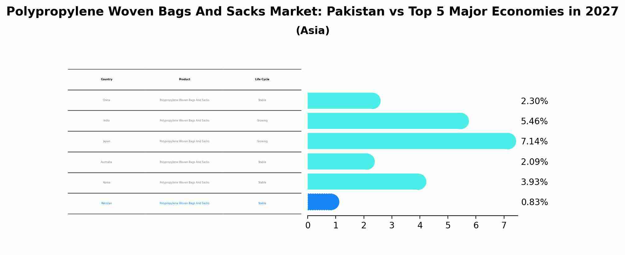 Polypropylene Woven Bags And Sacks Market: Pakistan vs Top 5 Major Economies in 2027 (Asia)