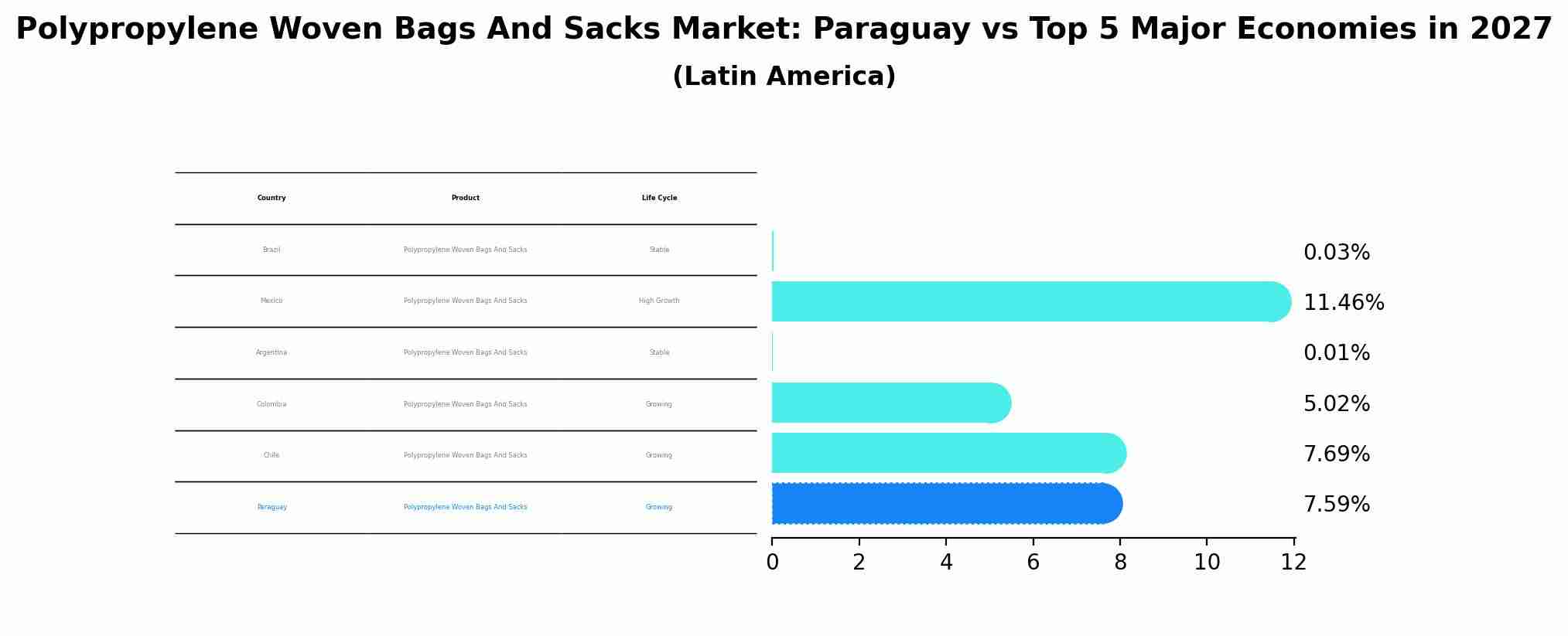 Polypropylene Woven Bags And Sacks Market: Paraguay vs Top 5 Major Economies in 2027 (Latin America)