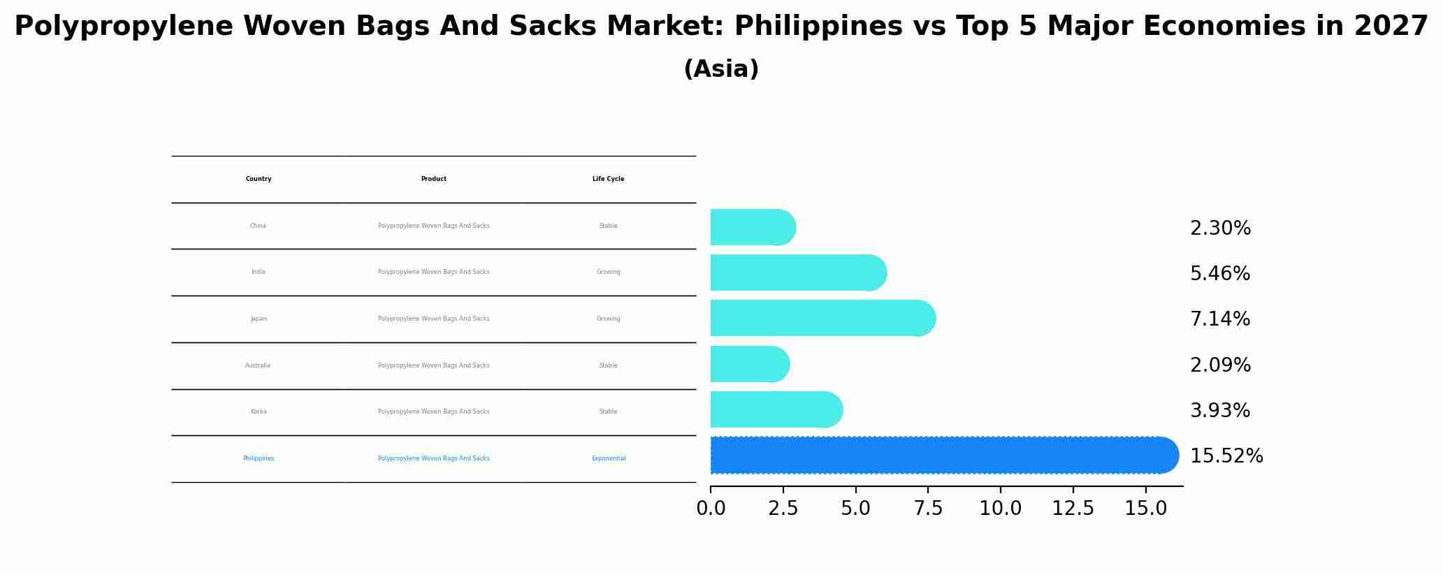 Polypropylene Woven Bags And Sacks Market: Philippines vs Top 5 Major Economies in 2027 (Asia)