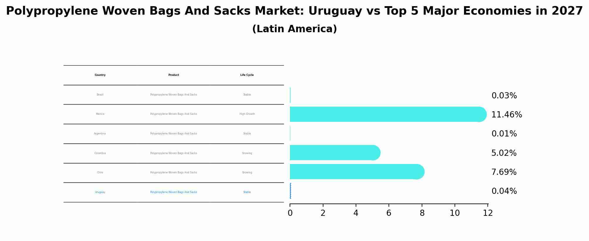 Polypropylene Woven Bags And Sacks Market: Uruguay vs Top 5 Major Economies in 2027 (Latin America)