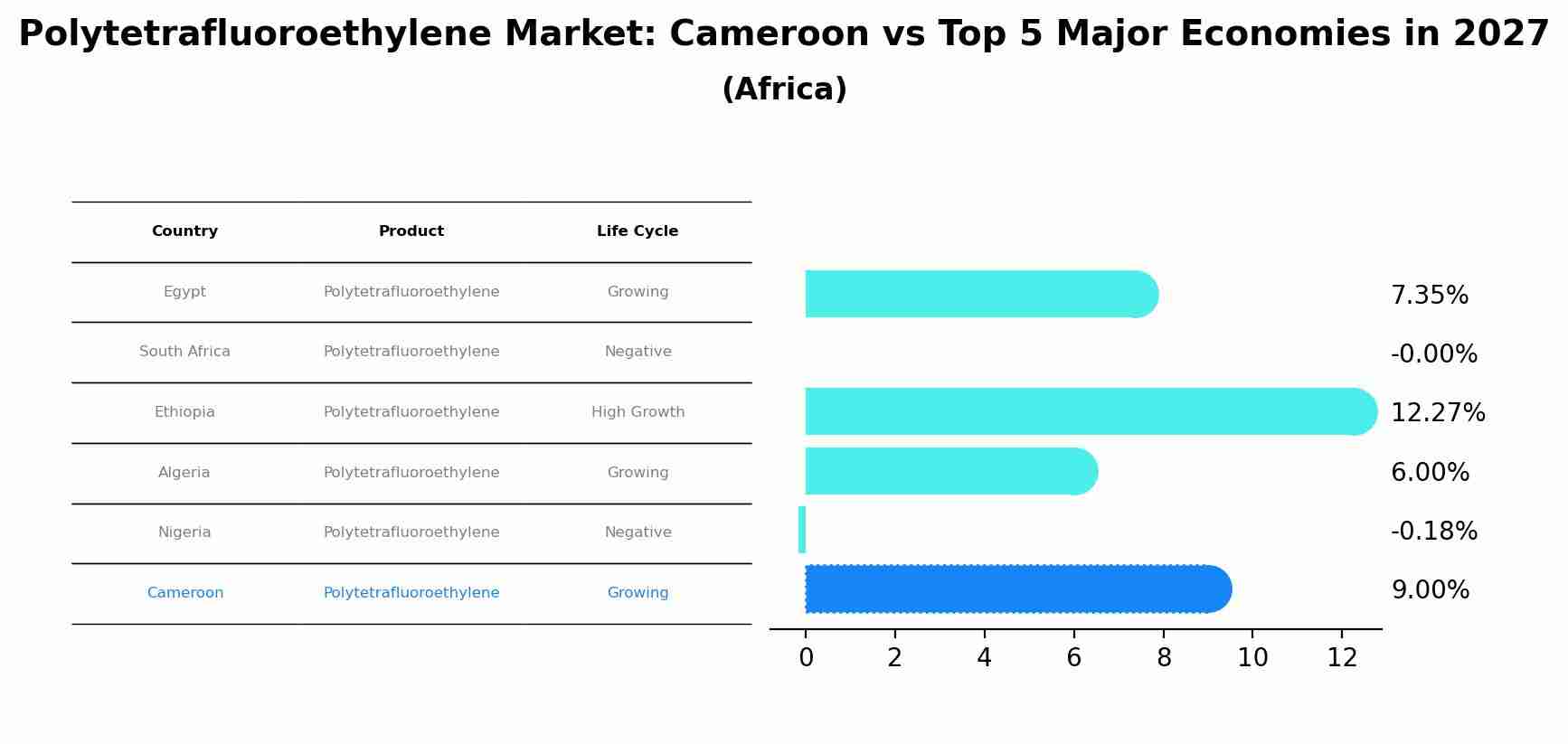 Polytetrafluoroethylene Market: Cameroon vs Top 5 Major Economies in 2027 (Africa)