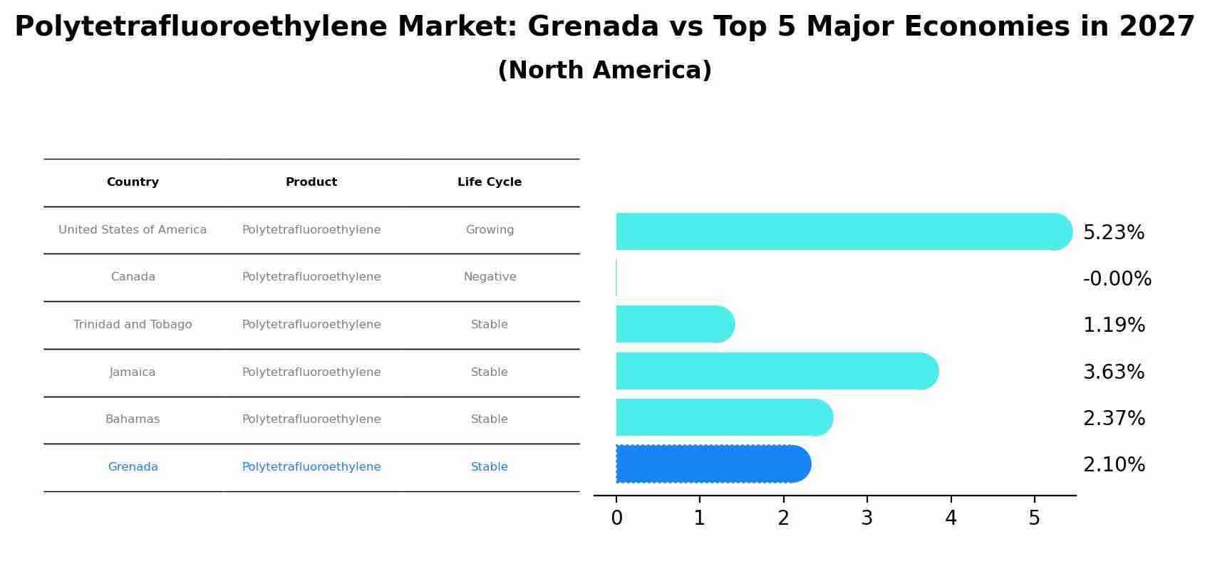 Polytetrafluoroethylene Market: Grenada vs Top 5 Major Economies in 2027 (North America)