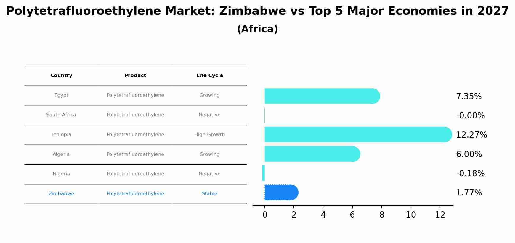 Polytetrafluoroethylene Market: Zimbabwe vs Top 5 Major Economies in 2027 (Africa)