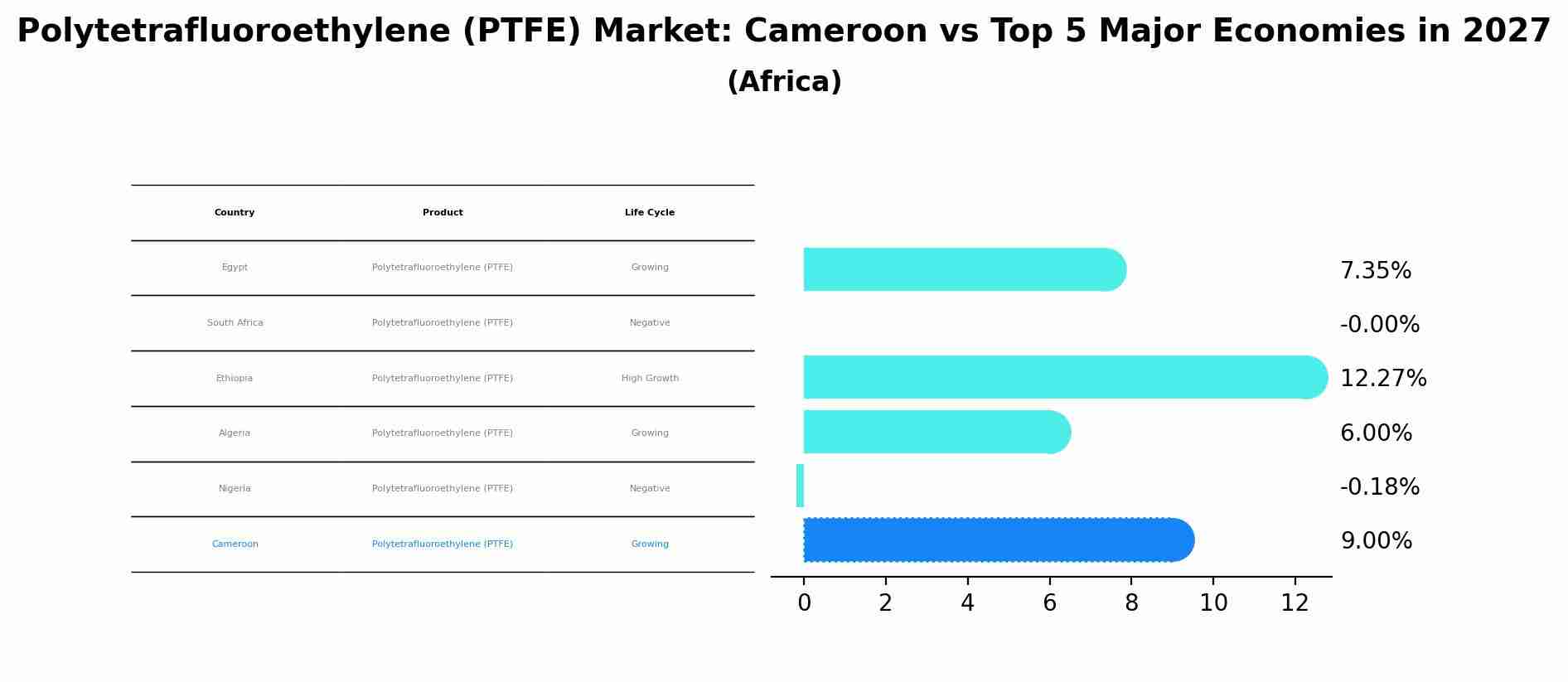 Polytetrafluoroethylene (PTFE) Market: Cameroon vs Top 5 Major Economies in 2027 (Africa)