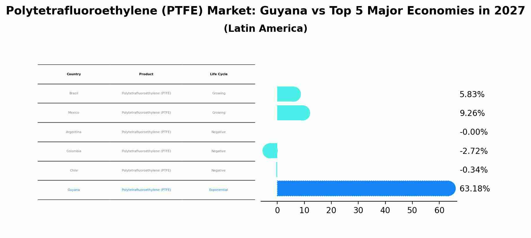 Polytetrafluoroethylene (PTFE) Market: Guyana vs Top 5 Major Economies in 2027 (Latin America)