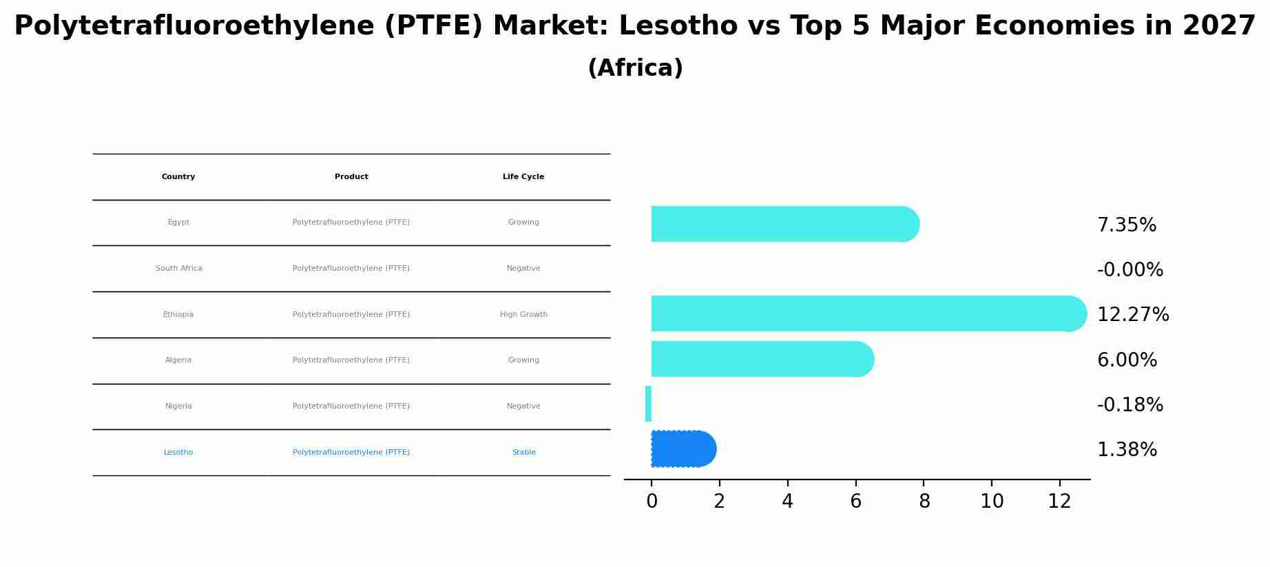Polytetrafluoroethylene (PTFE) Market: Lesotho vs Top 5 Major Economies in 2027 (Africa)