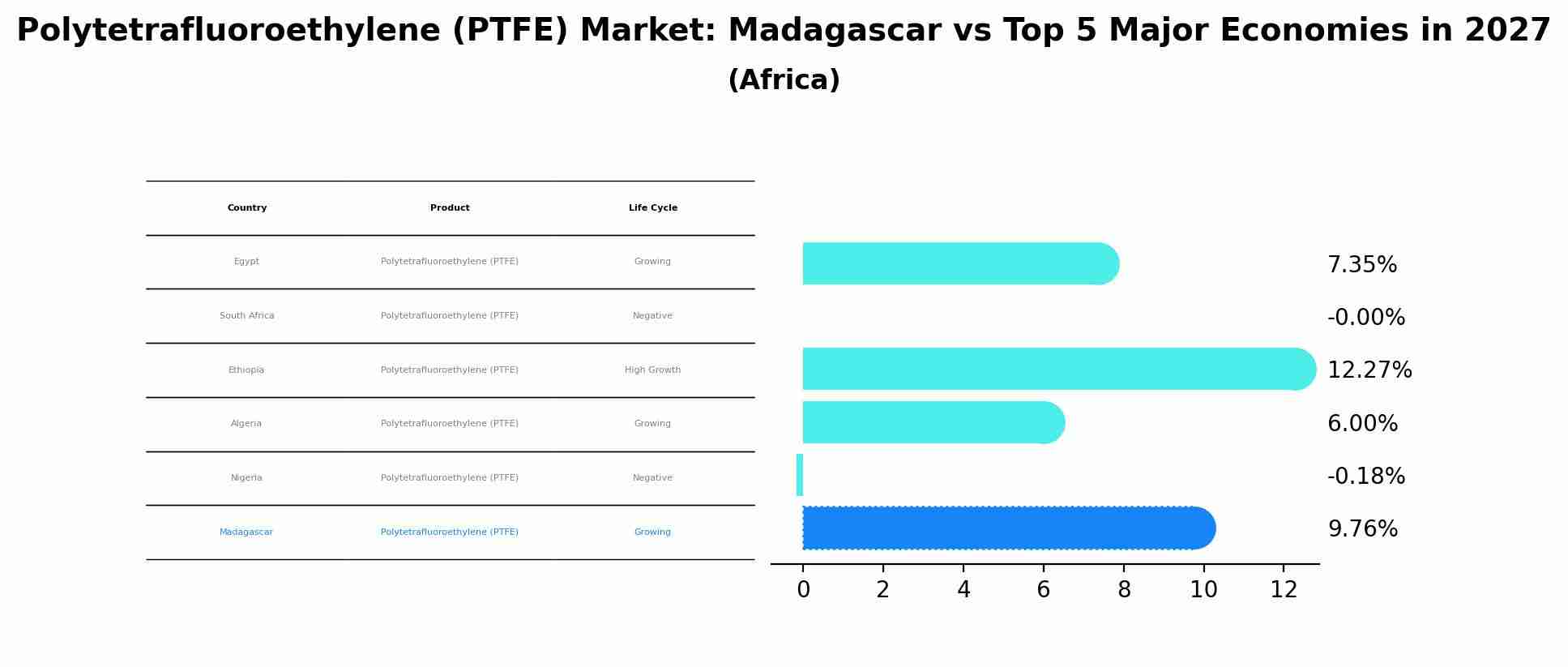 Polytetrafluoroethylene (PTFE) Market: Madagascar vs Top 5 Major Economies in 2027 (Africa)