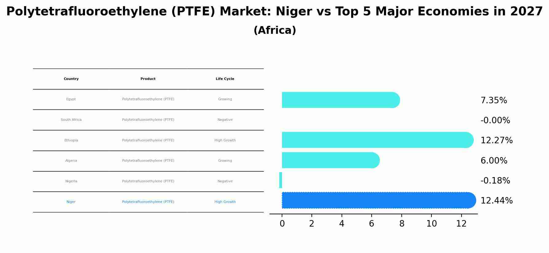Polytetrafluoroethylene (PTFE) Market: Niger vs Top 5 Major Economies in 2027 (Africa)