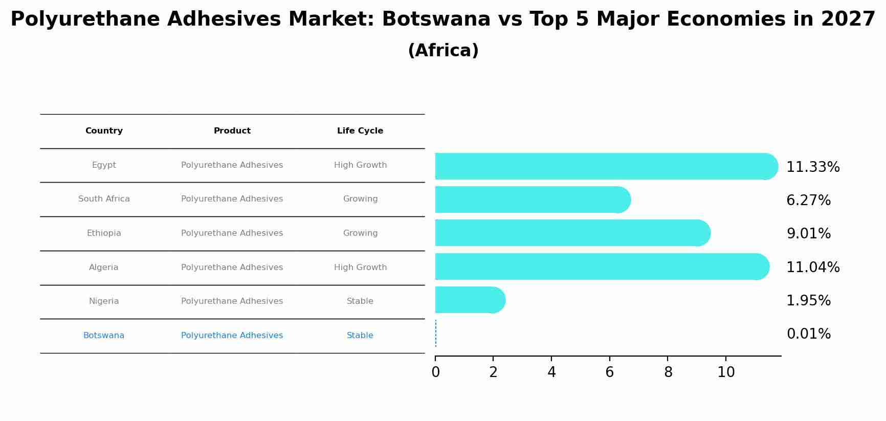 Polyurethane Adhesives Market: Botswana vs Top 5 Major Economies in 2027 (Africa)