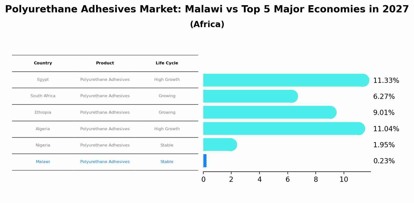 Polyurethane Adhesives Market: Malawi vs Top 5 Major Economies in 2027 (Africa)