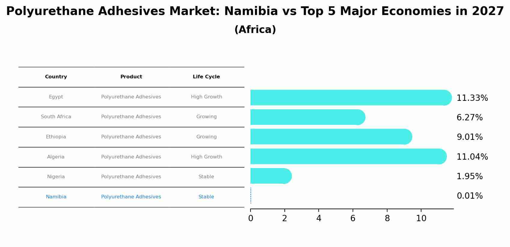 Polyurethane Adhesives Market: Namibia vs Top 5 Major Economies in 2027 (Africa)