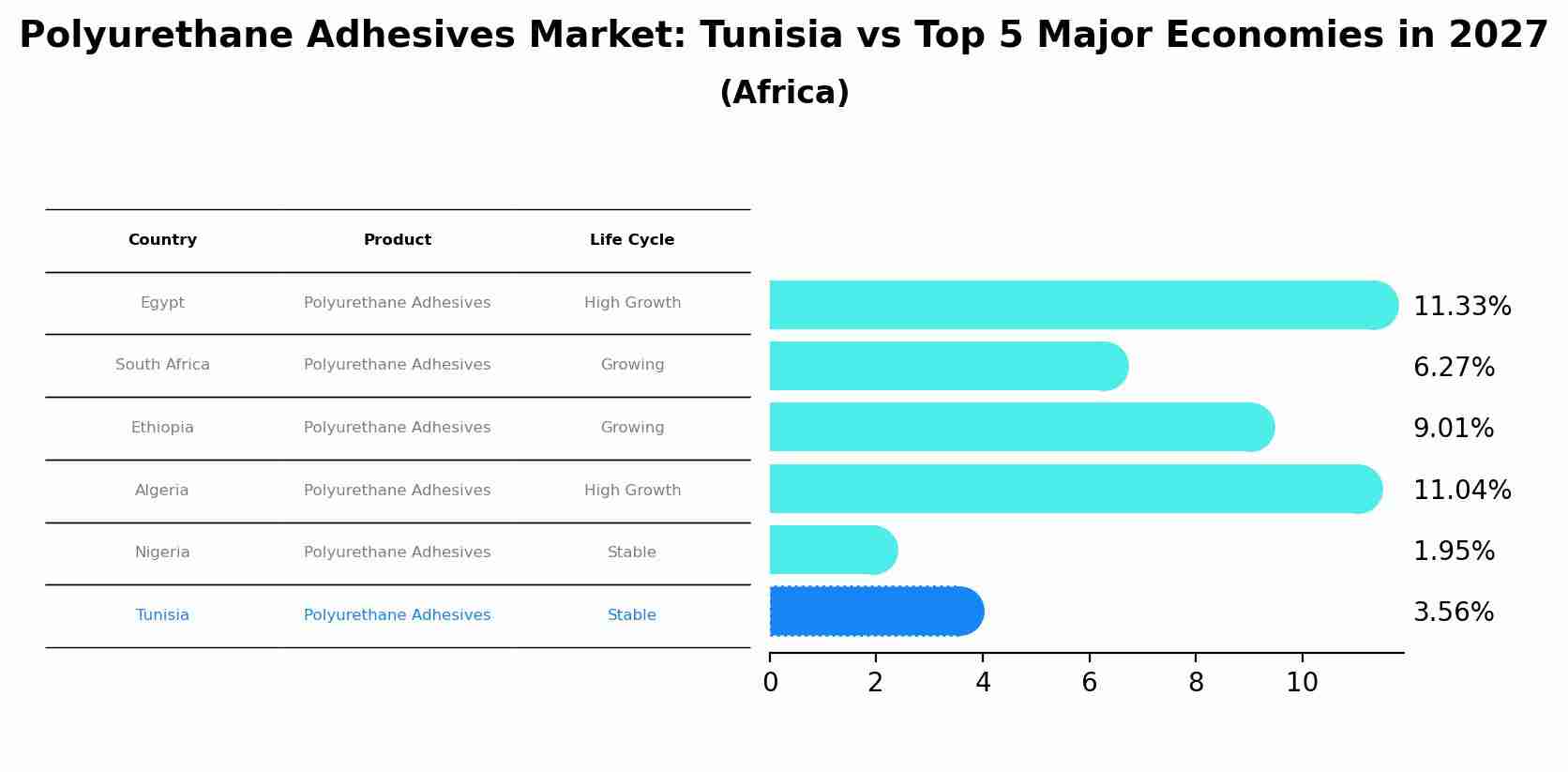 Polyurethane Adhesives Market: Tunisia vs Top 5 Major Economies in 2027 (Africa)