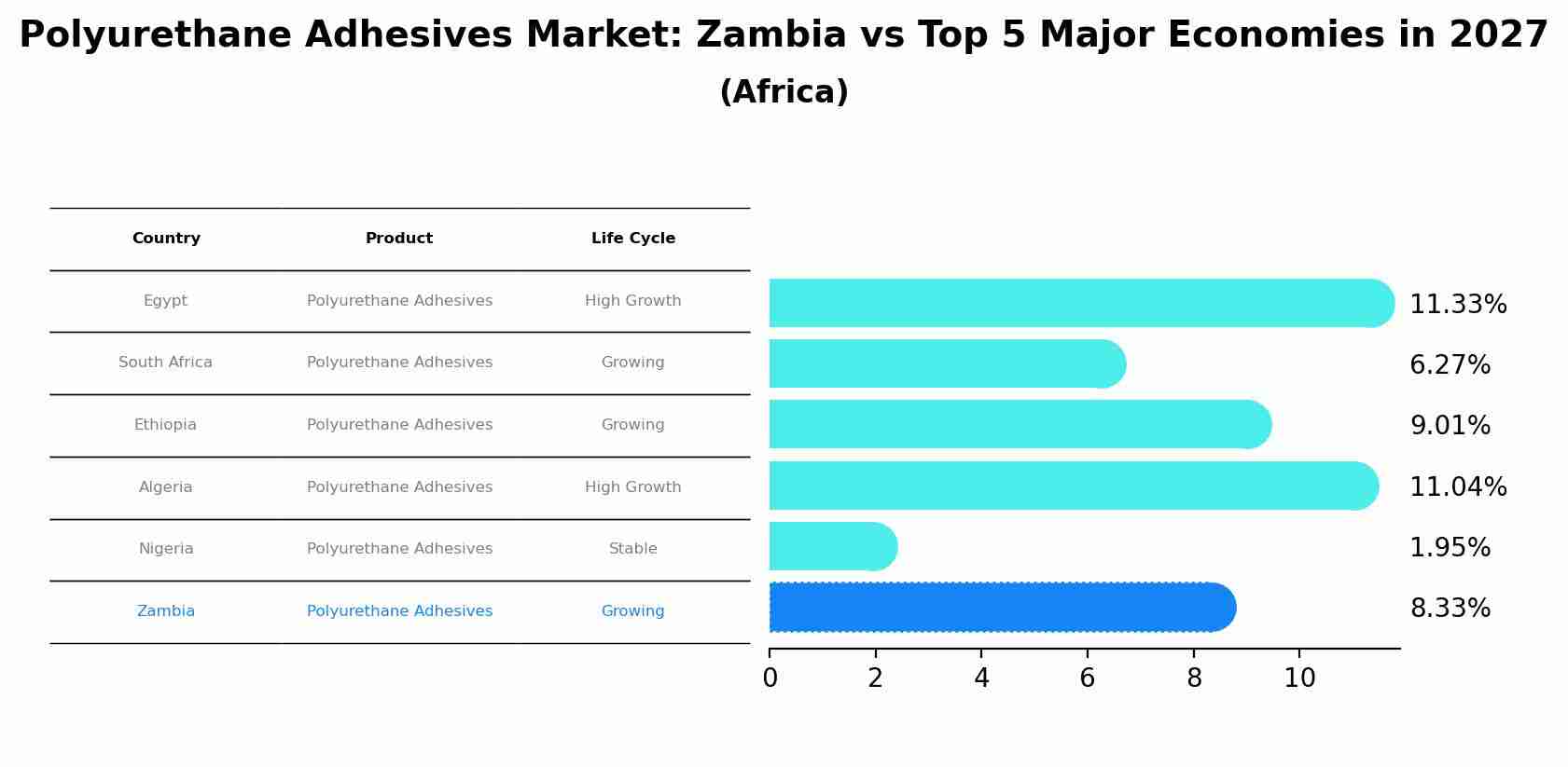 Polyurethane Adhesives Market: Zambia vs Top 5 Major Economies in 2027 (Africa)