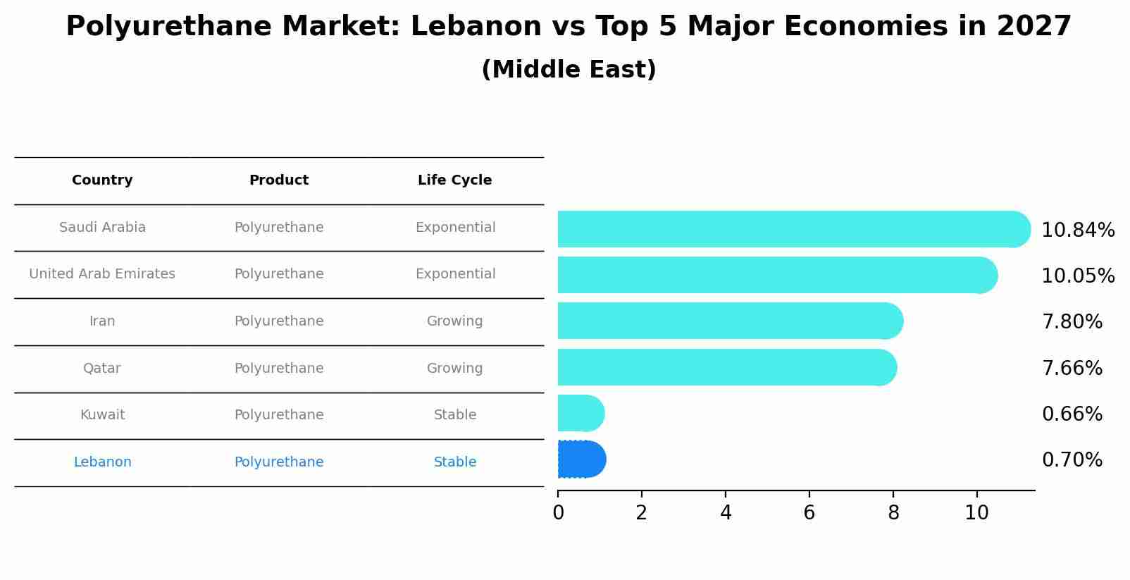 Polyurethane Market: Lebanon vs Top 5 Major Economies in 2027 (Middle East)